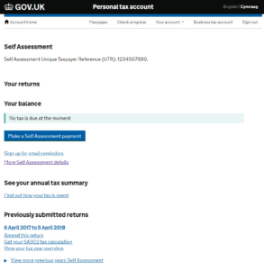 Tax overpayments and refunds from HMRC Self Assessment menu